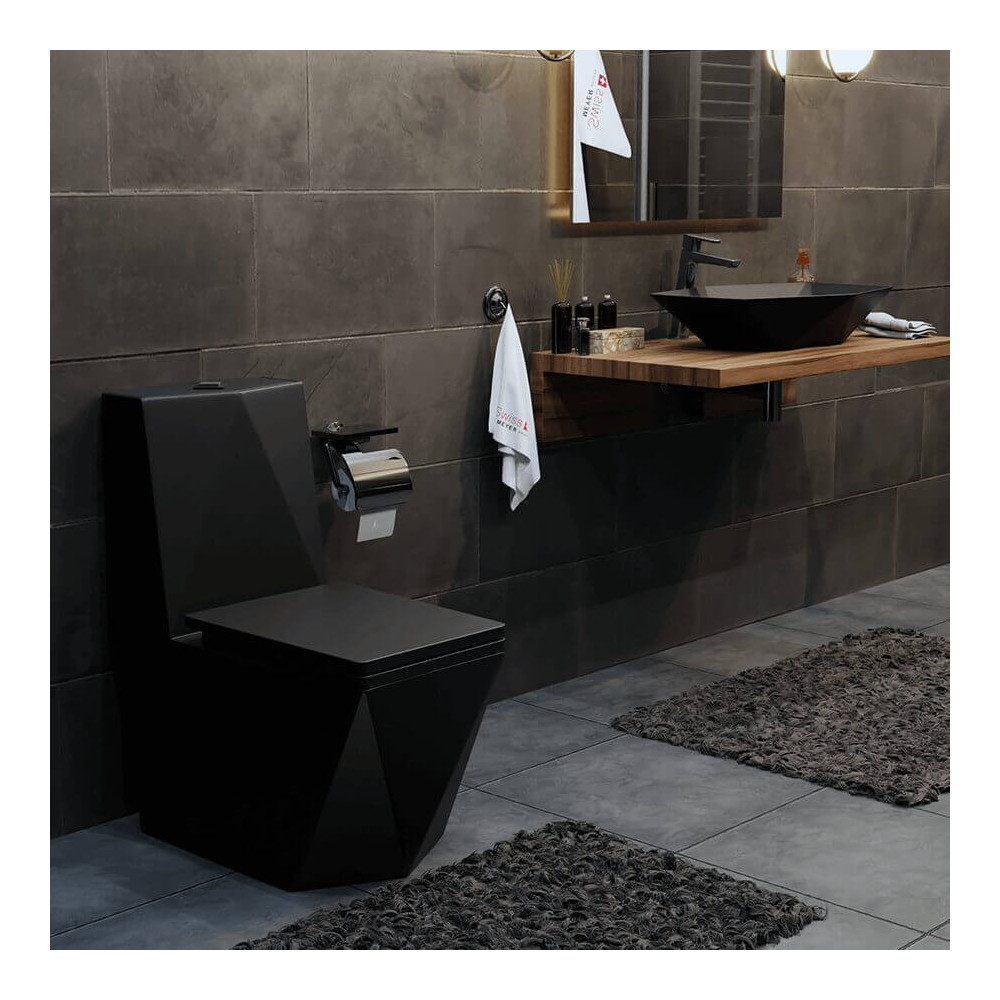 Umywalka nablatowa ceramiczna - black - DIAMENT 57 x 37 cm