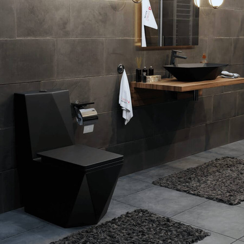 Umywalka nablatowa ceramiczna - black - DIAMENT 57 x 37 cm