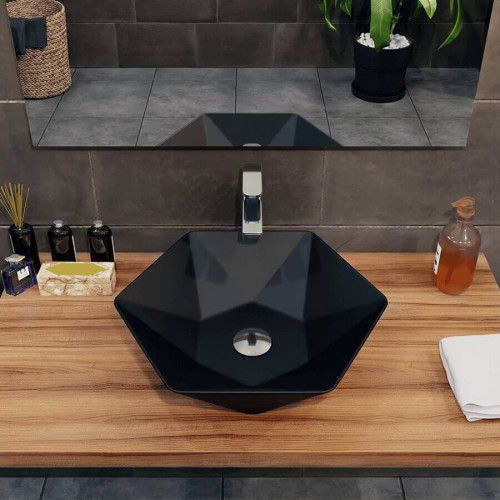 Umywalka nablatowa ceramiczna - black - DIAMENT 48 cm