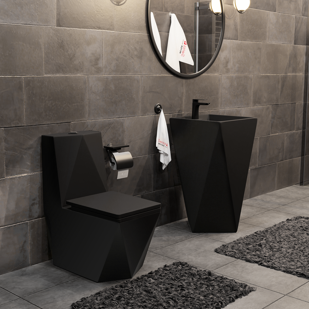 Zestaw WC kompakt + umywalka wolnostojąca DIAMENT BLACK - SWISS MEYER