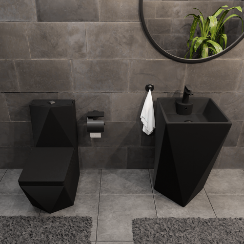 Zestaw WC kompakt + umywalka wolnostojąca DIAMENT BLACK - SWISS MEYER
