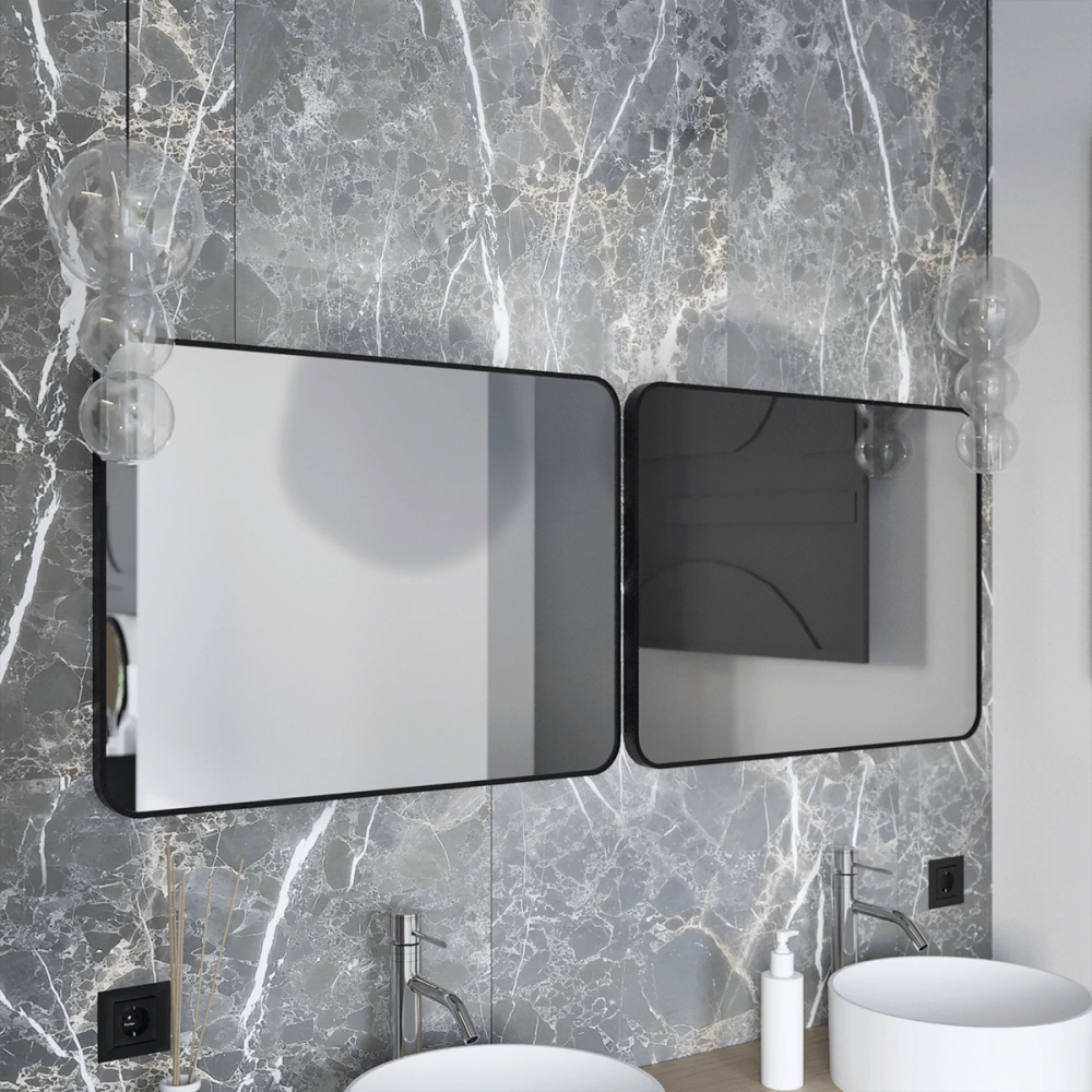 Lustro łazienkowe czarna ramka - 80 x 60 cm - MC 33 - SWISS MEYER