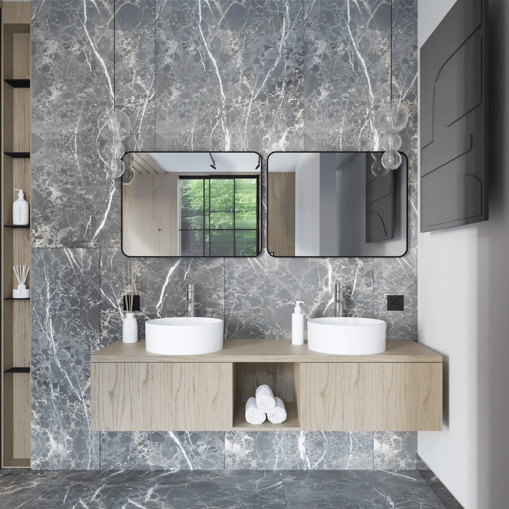 Lustro łazienkowe czarna ramka - 80 x 60 cm - MC 33 - SWISS MEYER