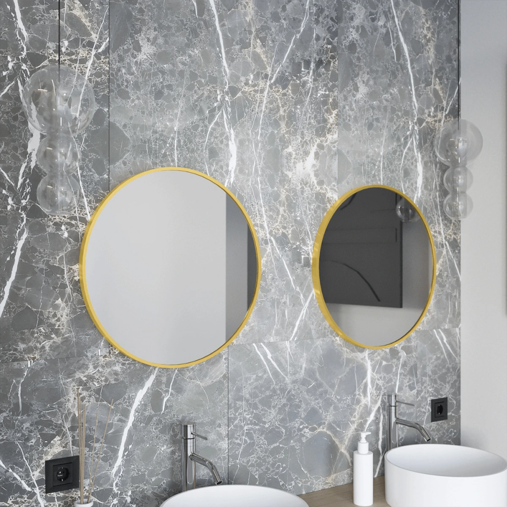 Lustro łazienkowe złota ramka - 60 x 60 cm - MC 32 - SWISS MEYER