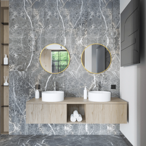 Lustro łazienkowe złota ramka - 60 x 60 cm - MC 32 - SWISS MEYER