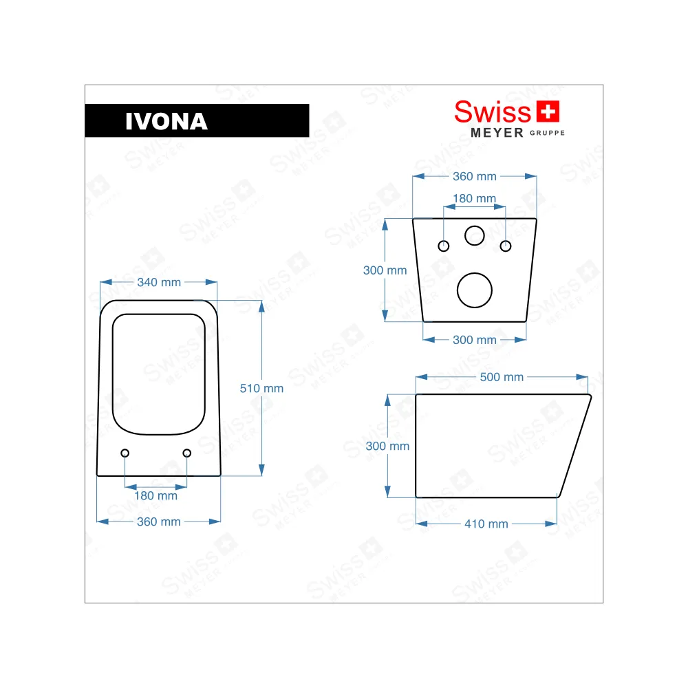 Misa WC podwieszana IVONA czarna – bezrantowa rimless – SWISS MEYER