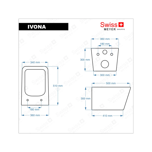 Misa WC podwieszana IVONA czarna – bezrantowa rimless – SWISS MEYER