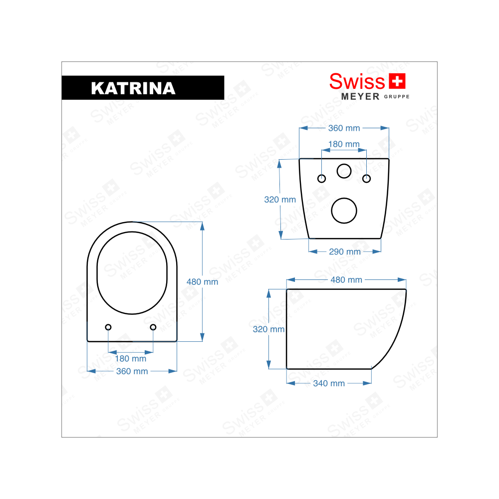 Misa WC podwieszana KATRINA czarna - bezrantowa rimless - SWISS MEYER