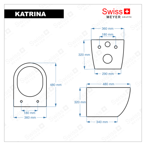 Misa WC podwieszana KATRINA czarna - bezrantowa rimless - SWISS MEYER