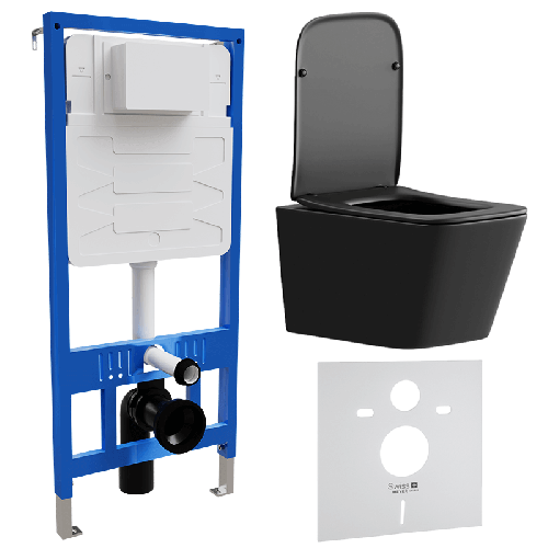 Zestaw Stelaż podtynkowy z misą WC podwieszaną IVONA czarna SWISS MEYER