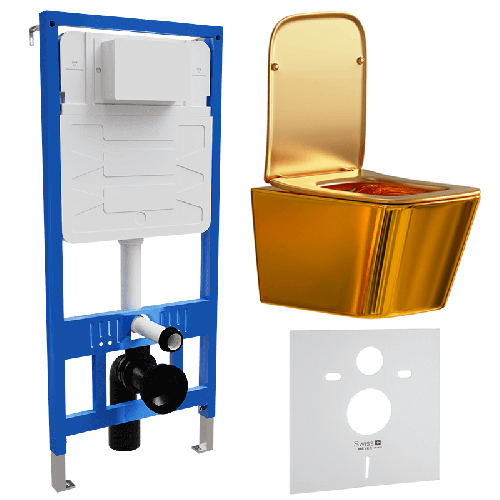 Zestaw Stelaż podtynkowy z misą WC podwieszaną IVONA złota SWISS MEYER