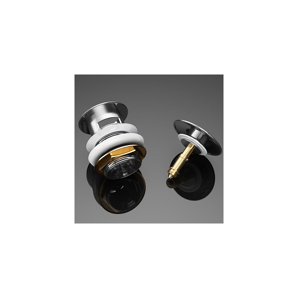 Korek umywalkowy klik klak mosiężny CHROM - z przelewem