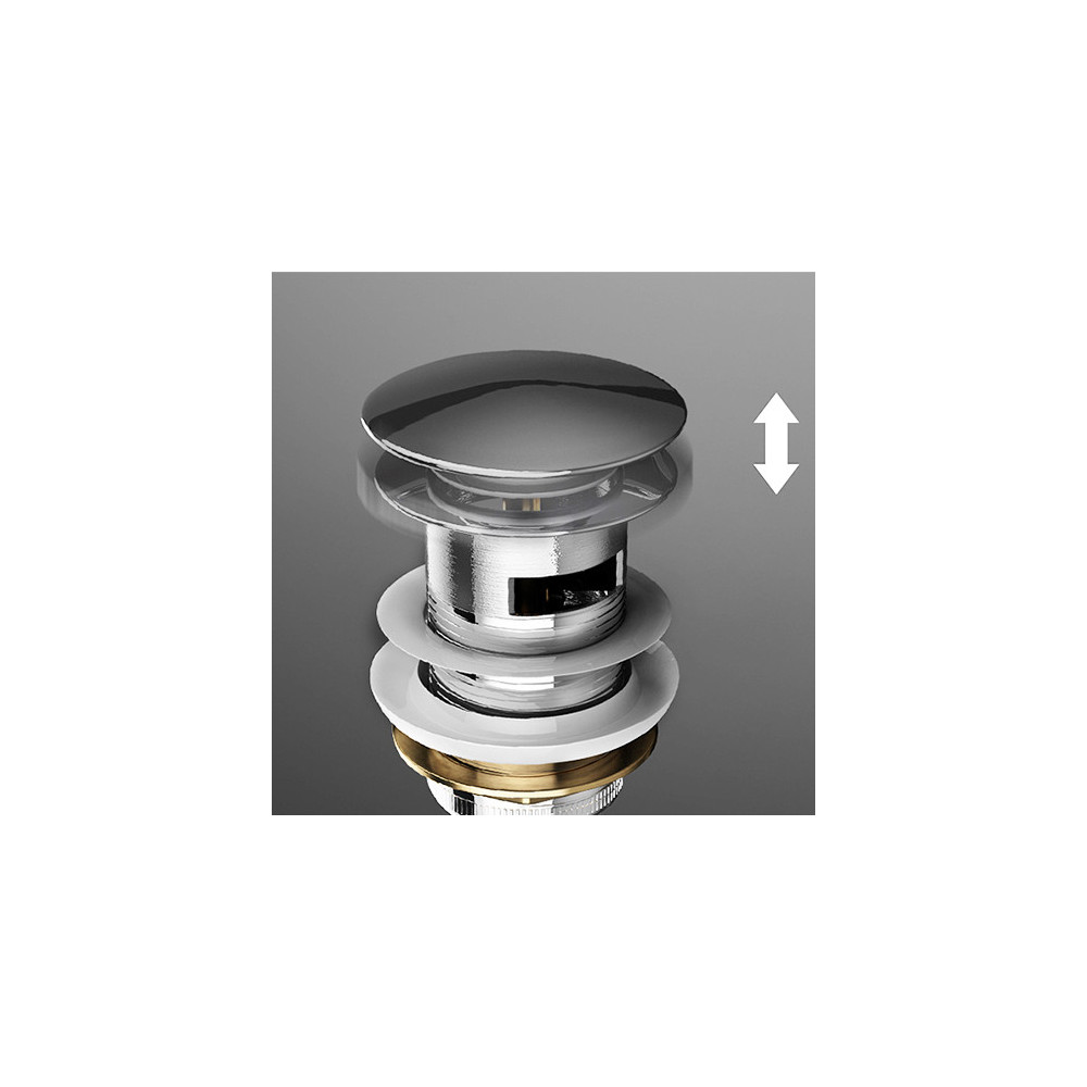 Korek umywalkowy klik klak mosiężny CHROM - z przelewem