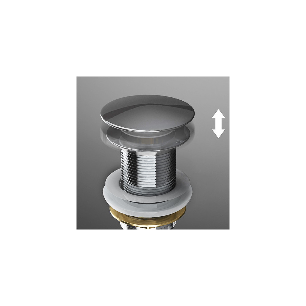 Korek umywalkowy klik klak mosiężny CHROM - bez przelewu