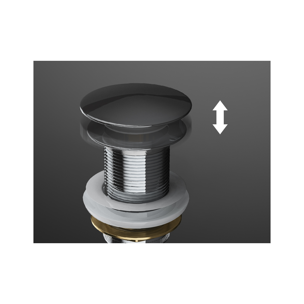 Korek umywalkowy klik klak mosiężny CHROM - bez przelewu