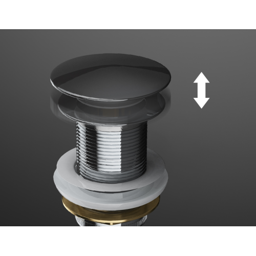 Korek umywalkowy klik klak mosiężny CHROM - bez przelewu