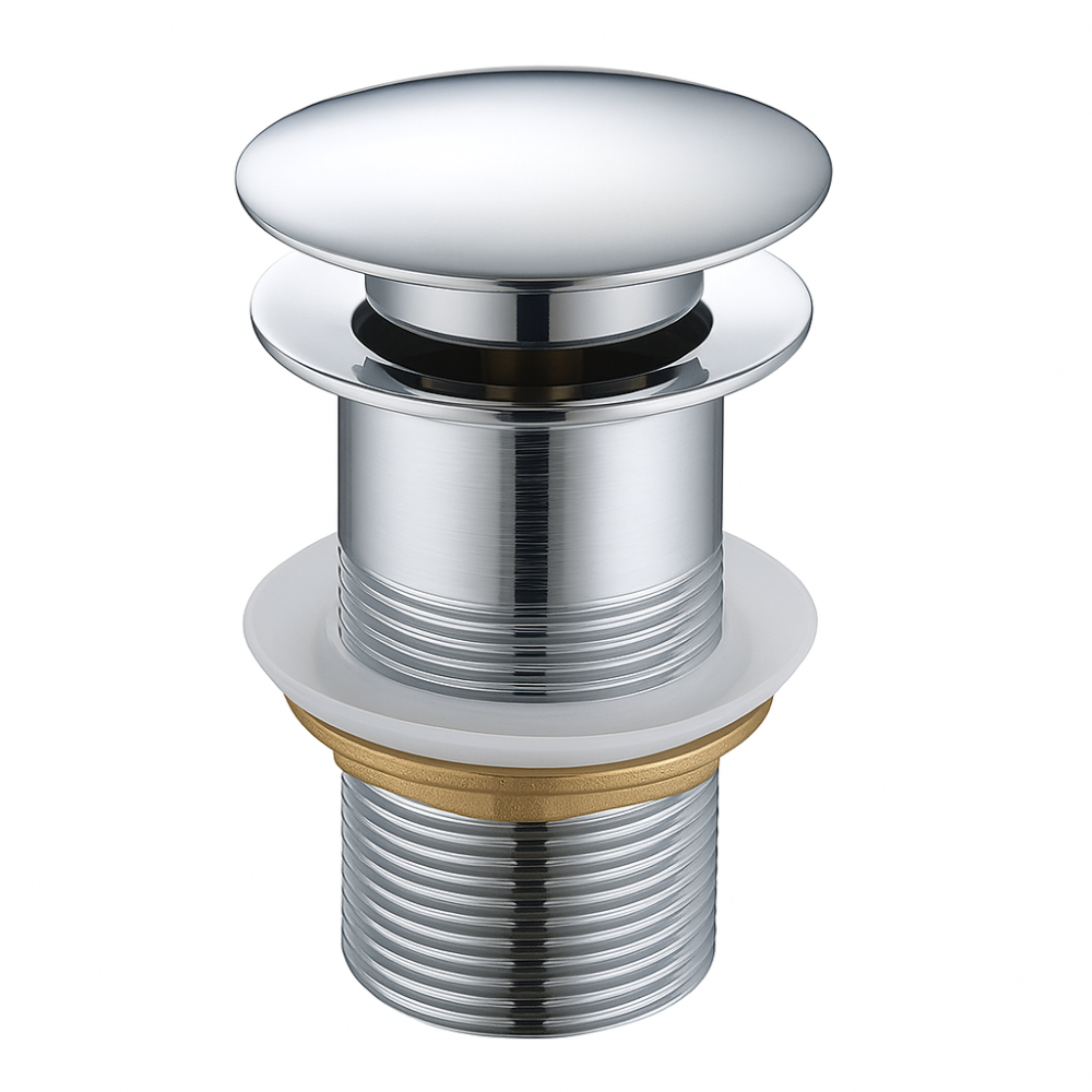 Korek umywalkowy klik klak mosiężny CHROM - bez przelewu