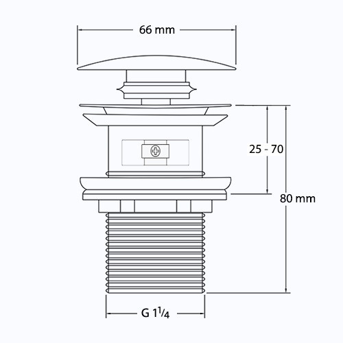 Korek umywalkowy klik klak mosiężny BIAŁY - z przelewem
