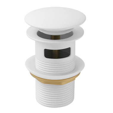 Korek umywalkowy klik klak mosiężny BIAŁY - z przelewem