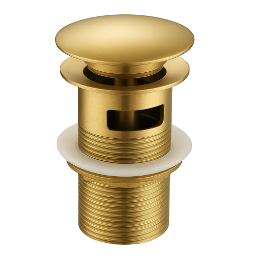 Korek umywalkowy klik klak mosiężny ZŁOTY - z przelewem