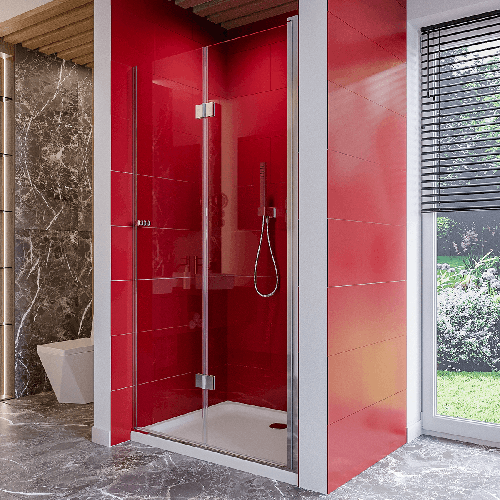 Drzwi prysznicowe składane łamane - MS200 - szkło przezroczyste 6mm – SWISS MEYER