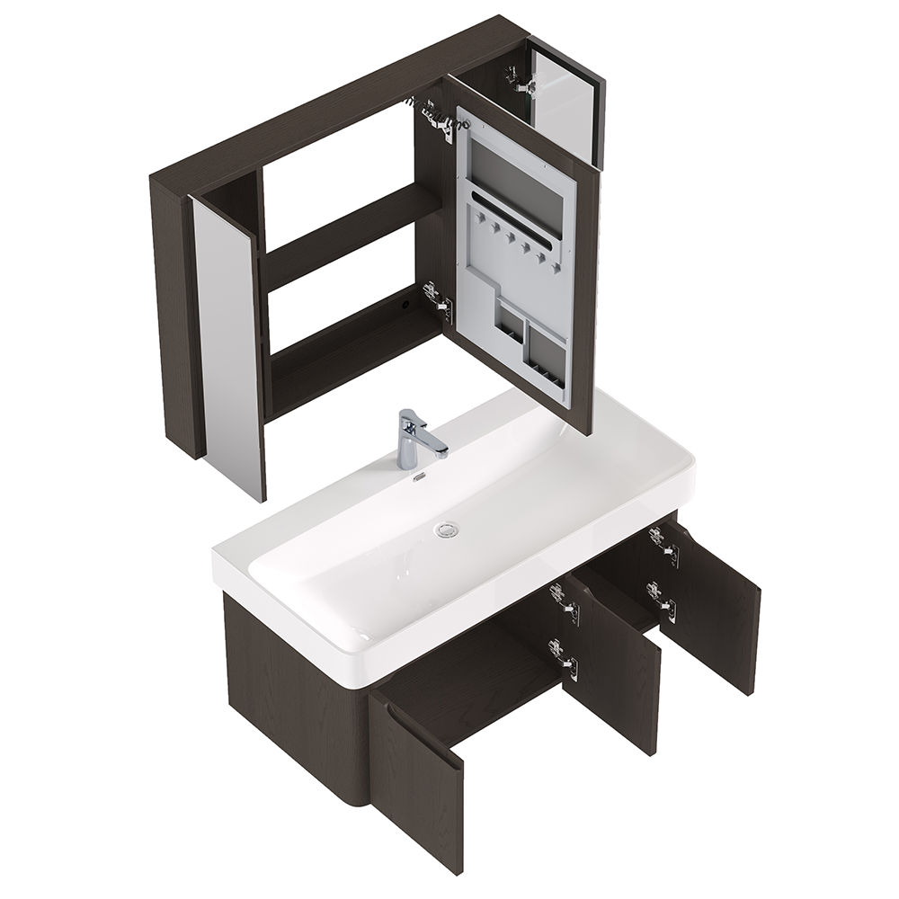 Zestaw Szafka - 100cm, umywalka, lustro z szafką - SU-840 - SWISS MEYER