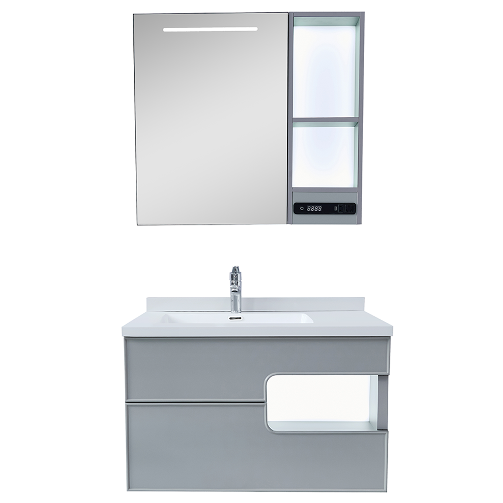 Zestaw Szafka - 80cm, umywalka, lustro z szafką - SU-827 - SWISS MEYER