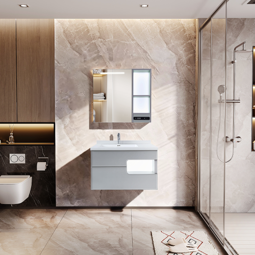 Zestaw Szafka - 80cm, umywalka, lustro z szafką - SU-827 - SWISS MEYER