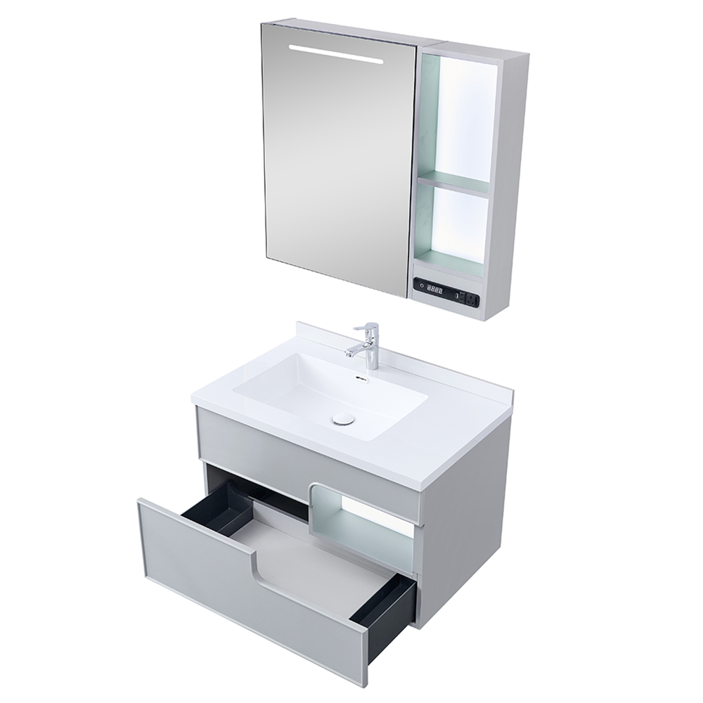 Zestaw Szafka - 80cm, umywalka, lustro z szafką - SU-827 - SWISS MEYER