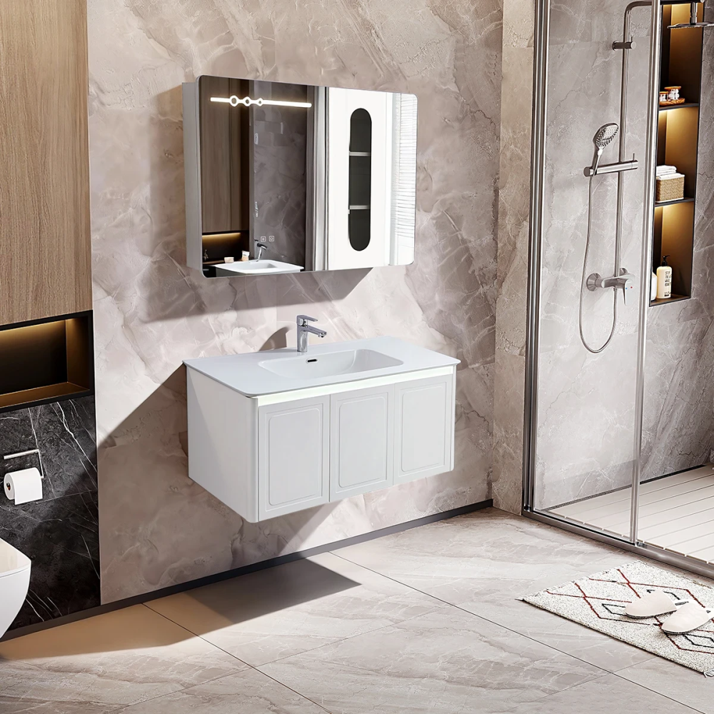 Zestaw Szafka - 100cm, umywalka, lustro z szafką - SU-812 - SWISS MEYER