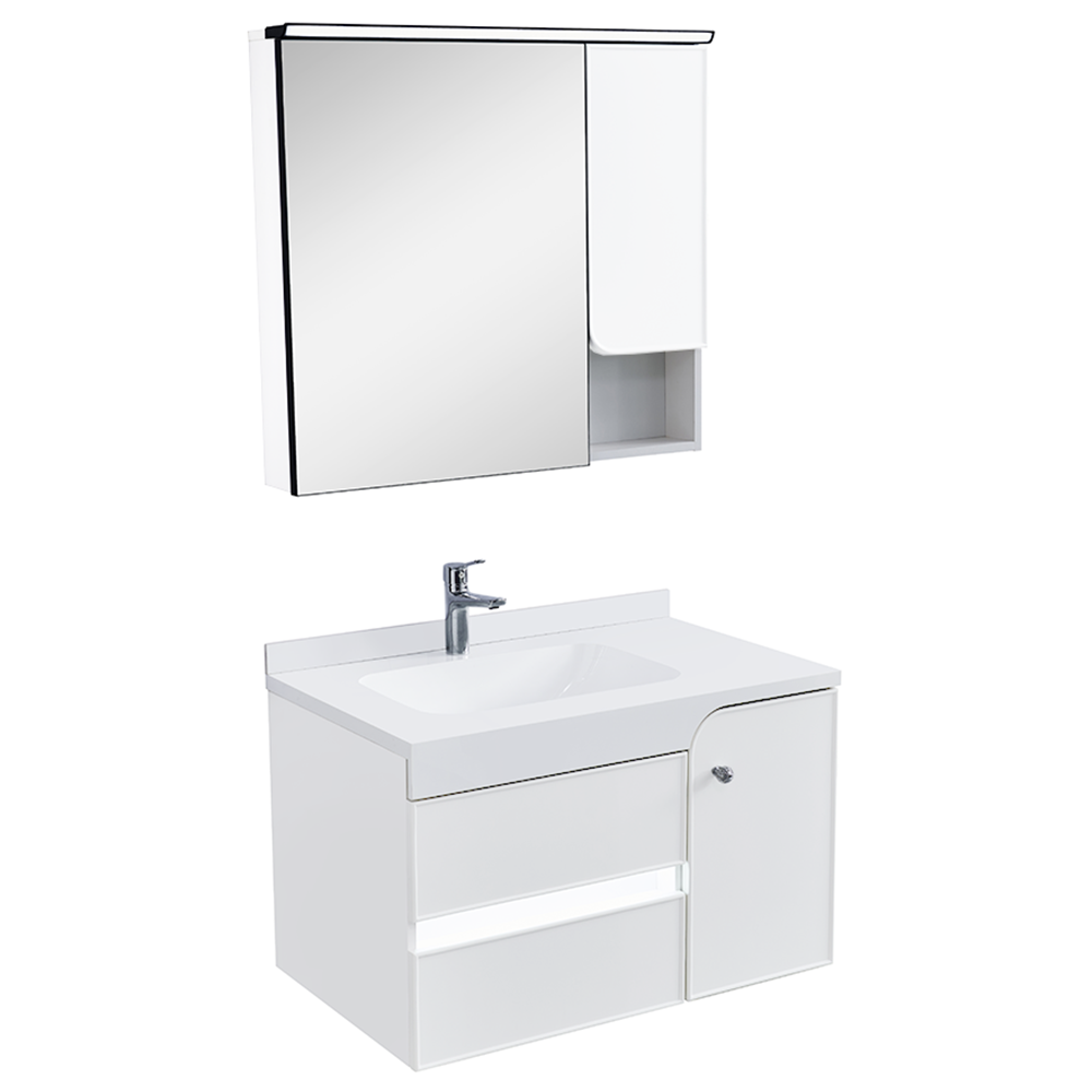 Zestaw Szafka - 80cm, umywalka, lustro z szafką - SU-825 - SWISS MEYER