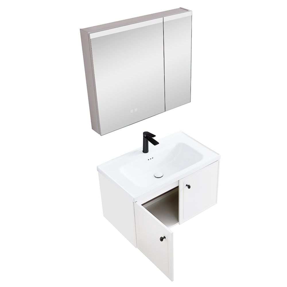 Zestaw Szafka - 80cm, umywalka, lustro z szafką - SU-819 - SWISS MEYER