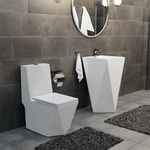 Zestaw WC kompakt + umywalka wolnostojąca DIAMENT BIAŁY - SWISS MEYER