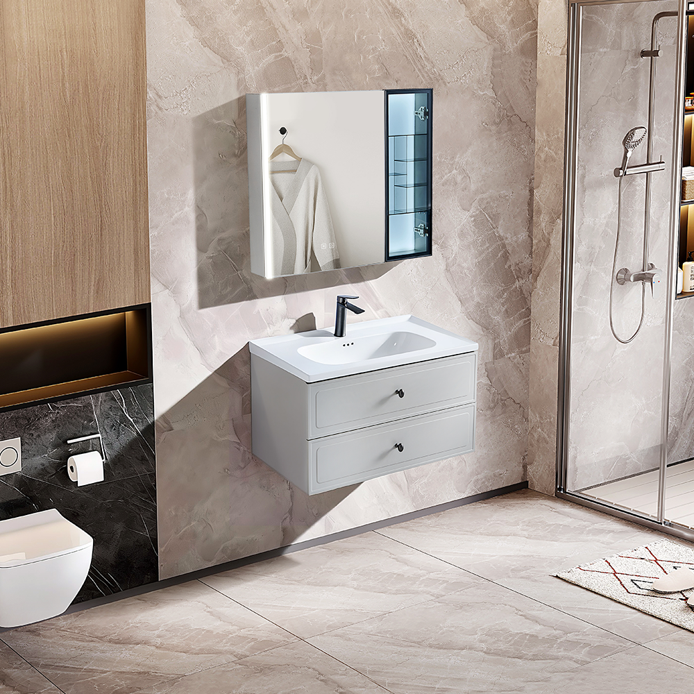 Zestaw Szafka - 80cm, umywalka, lustro z szafką - SU-820 - SWISS MEYER