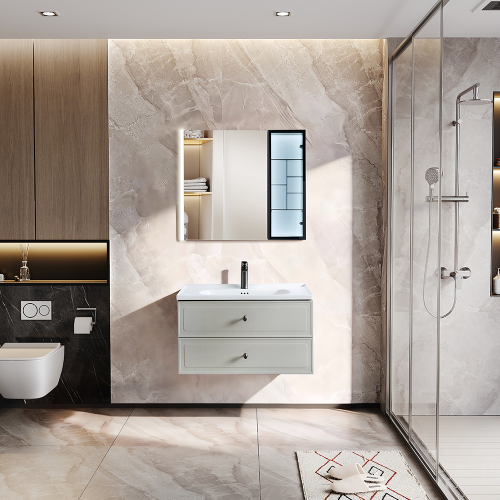 Zestaw Szafka - 80cm, umywalka, lustro z szafką - SU-820 - SWISS MEYER