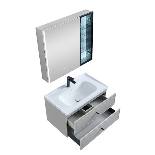 Zestaw Szafka - 80cm, umywalka, lustro z szafką - SU-820 - SWISS MEYER