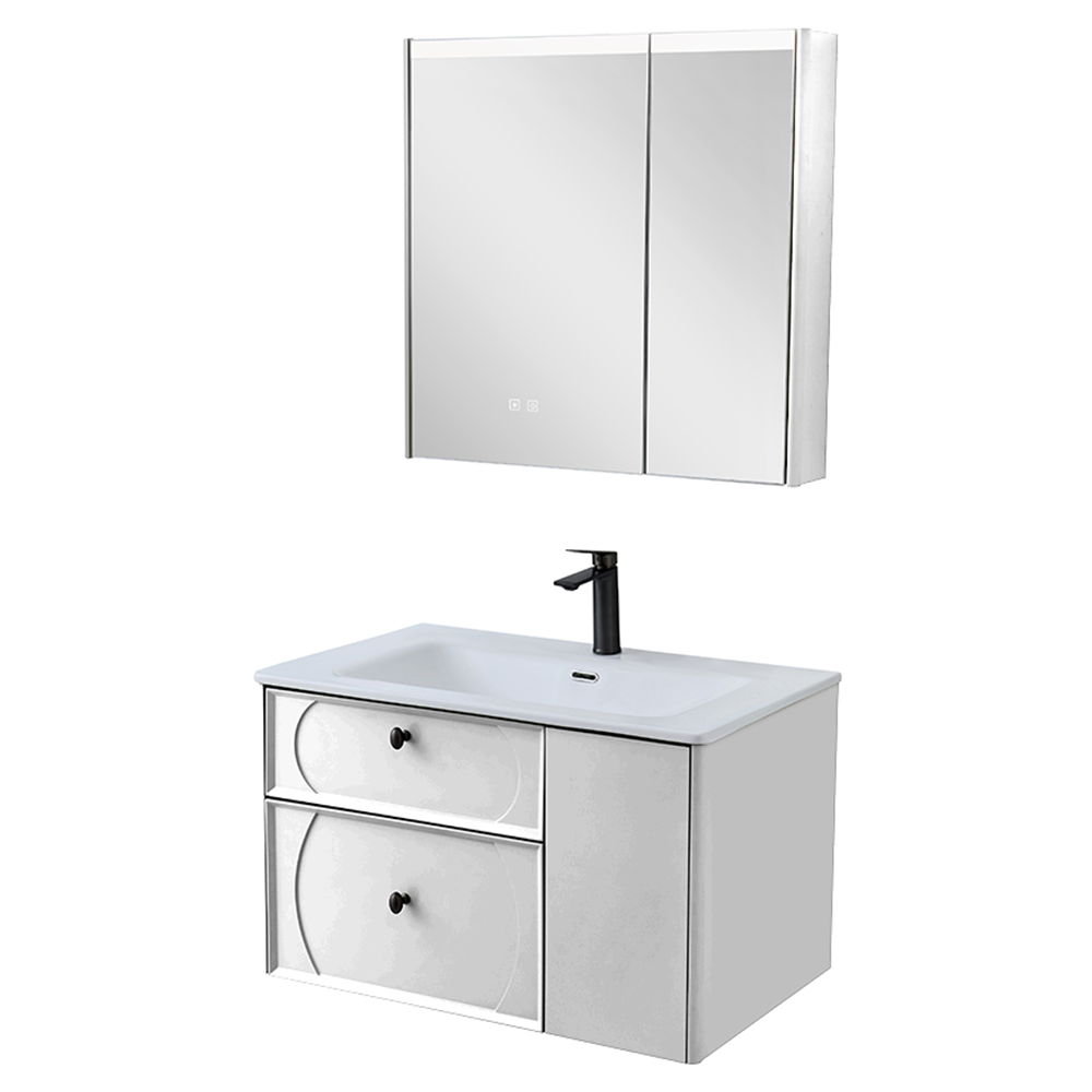 Zestaw Szafka - 80cm, umywalka, lustro z szafką - SU-824 - SWISS MEYER