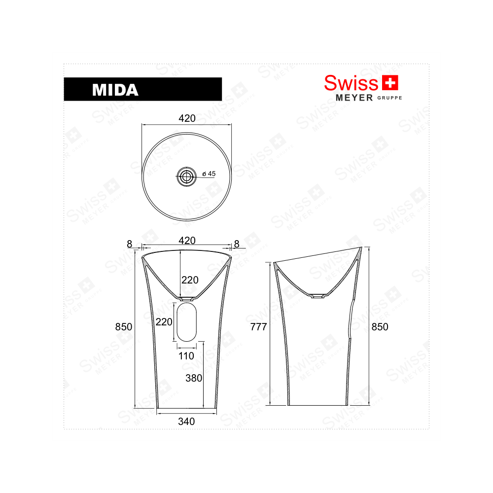 Umywalka wolnostojąca z konglomeratu - MIDA SWISS MEYER