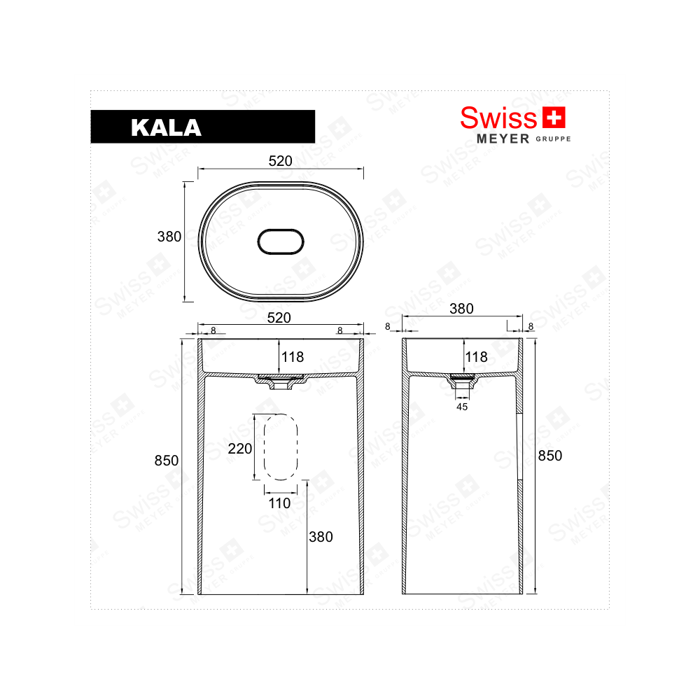 Umywalka wolnostojąca z konglomeratu - KALA SWISS MEYER