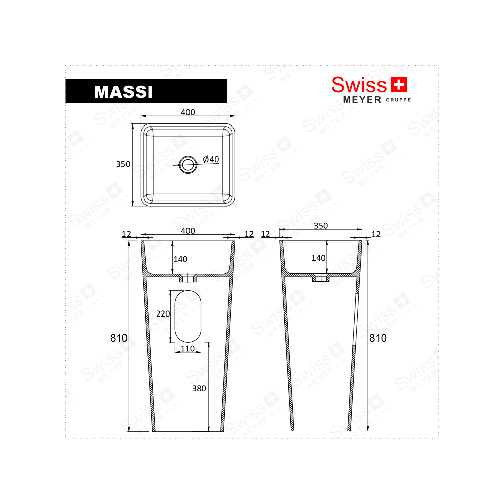 Umywalka wolnostojąca z konglomeratu - NESSI SWISS MEYER