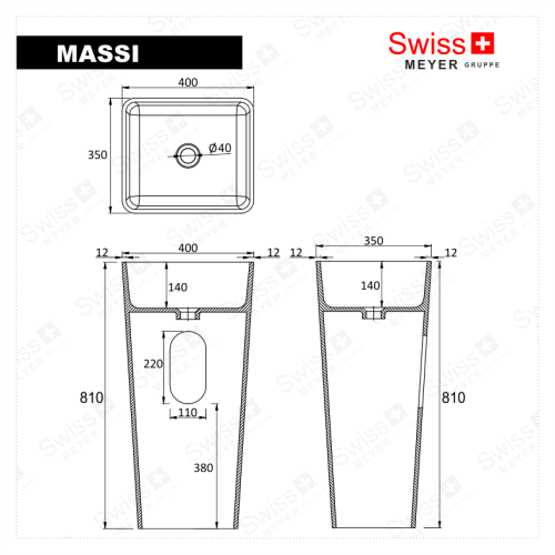 Umywalka wolnostojąca z konglomeratu - NESSI SWISS MEYER