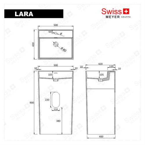 Umywalka wolnostojąca z konglomeratu - LARA SWISS MEYER
