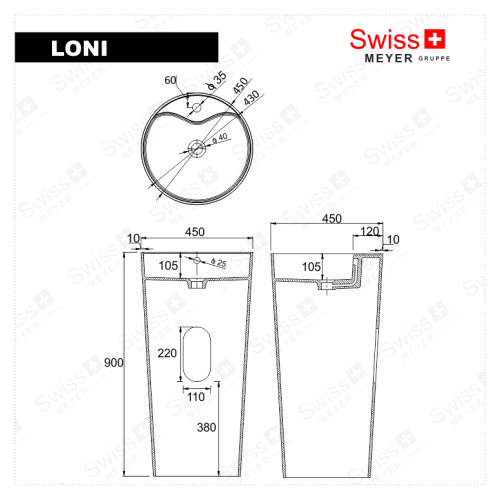 Umywalka wolnostojąca z konglomeratu - LONI SWISS MEYER