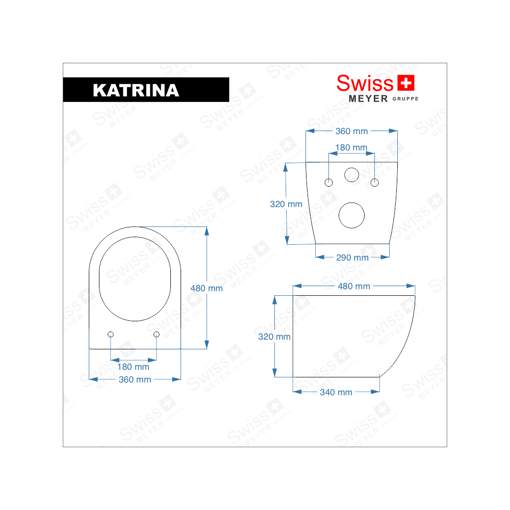 Misa WC podwieszana KATRINA biała – bezrantowa rimless – SWISS MEYER