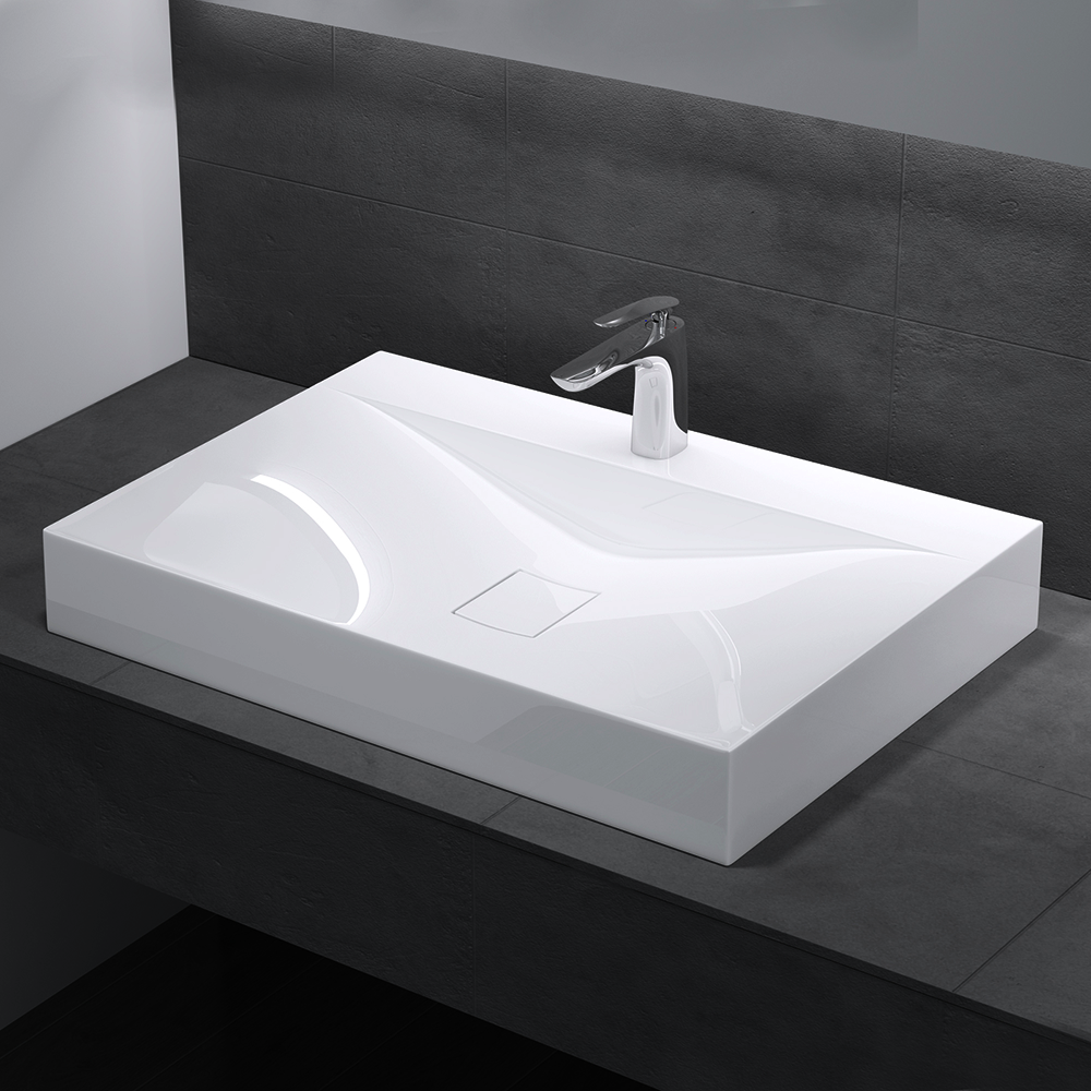 Umywalka nablatowa z konglomeratu - OSLO 80 x 48 cm SWISS MEYER