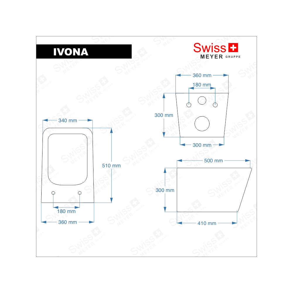 Zestaw Stelaż podtynkowy z misą WC podwieszaną IVONA biała SWISS MEYER