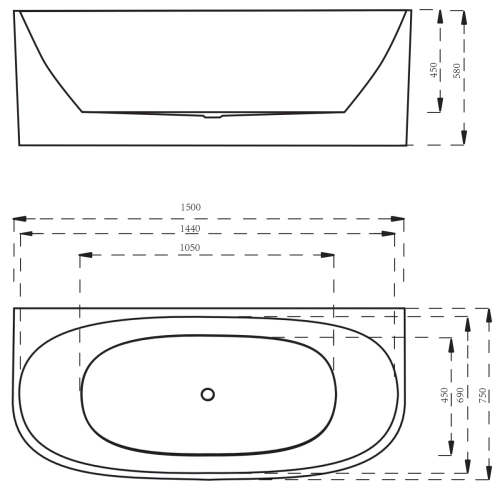 Wanna wolnostojąca przyścienna 150 cm SPA230 - SWISS MEYER exclusive