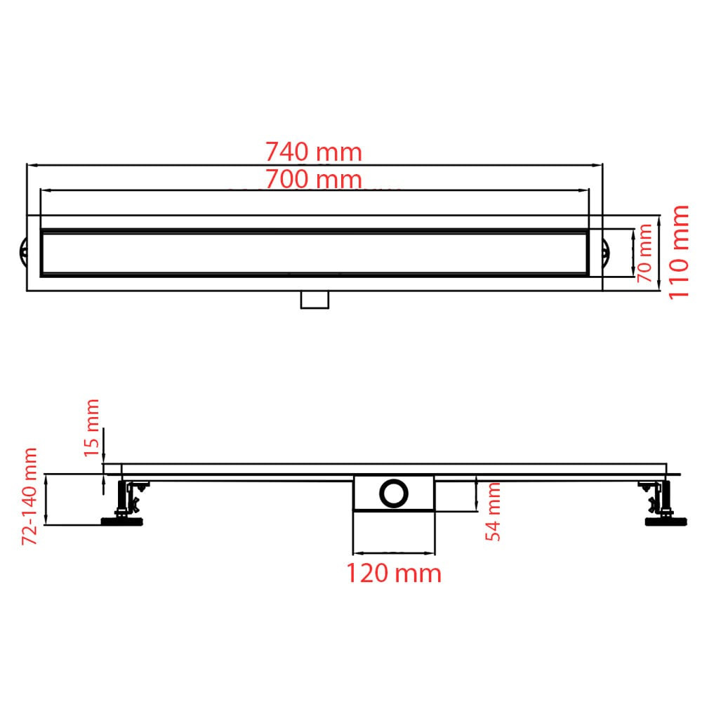 Odpływ liniowy 70 cm - 2w1 pod płytkę - SWISS MEYER