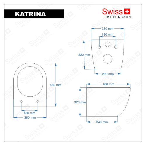 Zestaw Stelaż podtynkowy z misą WC podwieszaną KATRINA czarna SWISS MEYER