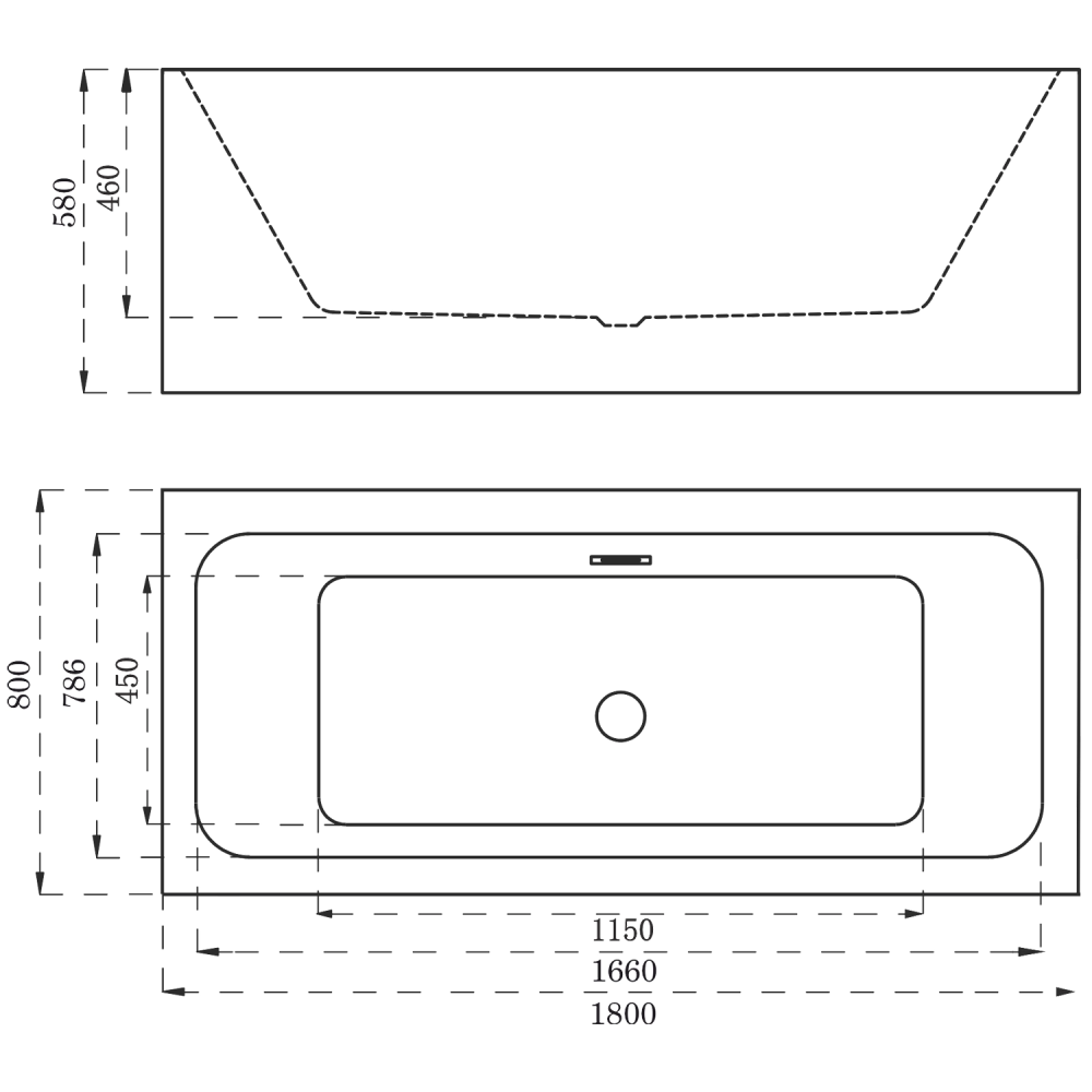 Wanna przyścienna prostokątna 180 cm SPA700 - SWISS MEYER exclusive